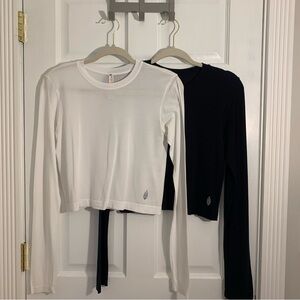White and Black Soft Long Sleeve FP Movement Tops- FP Movement XS/S